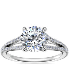 Split-Shank Diamond Engagement Ring in 18k White Gold